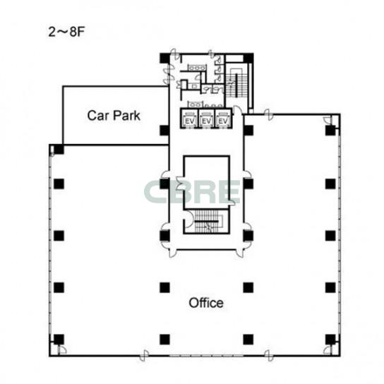 2階〜8階 平面図