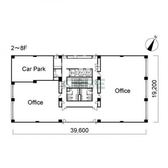 2階〜8階 平面図