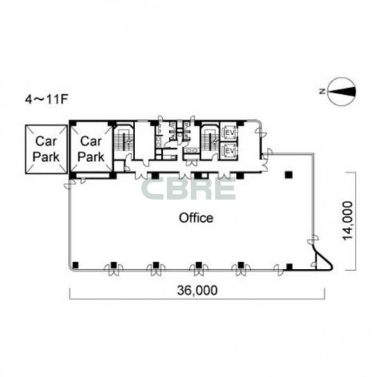 4階〜11階 平面図