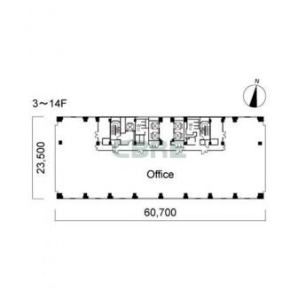3階〜14階 平面図
