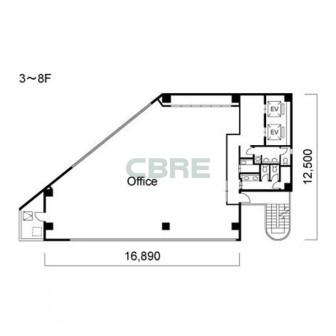 3階〜8階 平面図