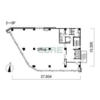 2階〜9階 平面図