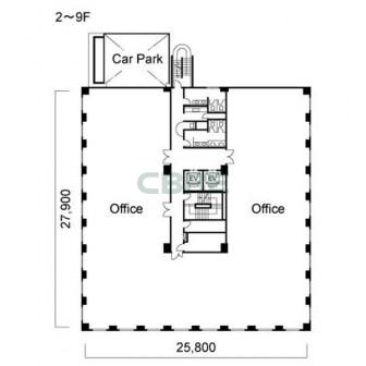2階〜9階 平面図