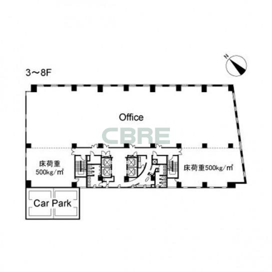 3階〜8階 平面図