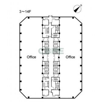 3階〜14階 平面図