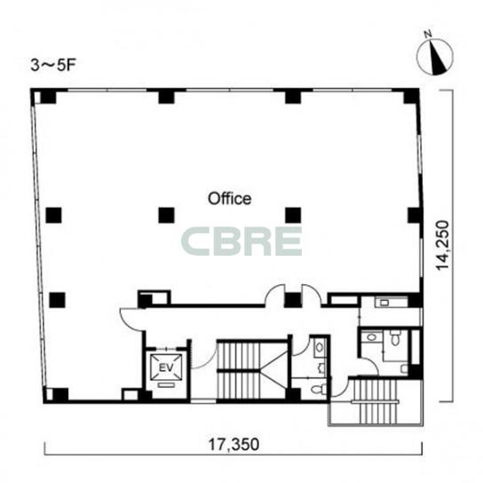 3階〜5階 平面図