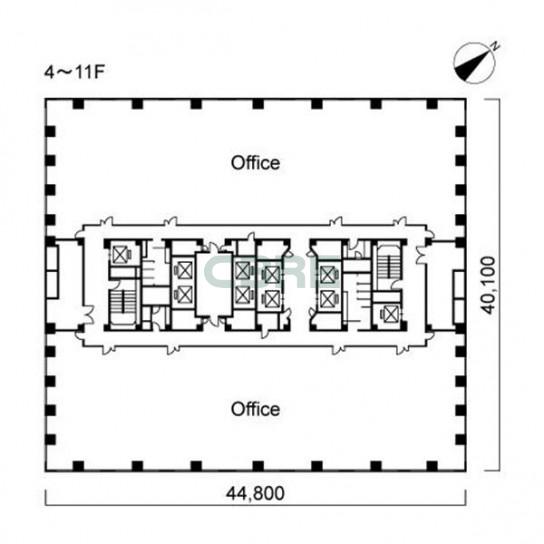 4階〜11階 平面図