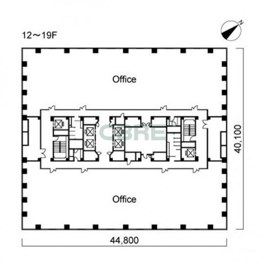 12階〜19階 平面図