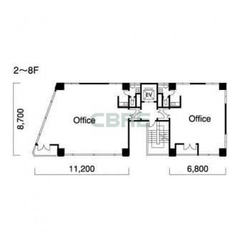 2階〜8階 平面図