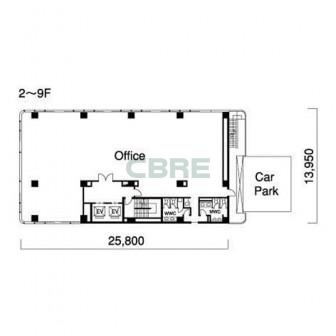 2階〜9階 平面図