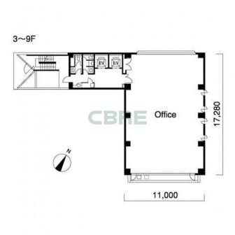 3階〜9階 平面図