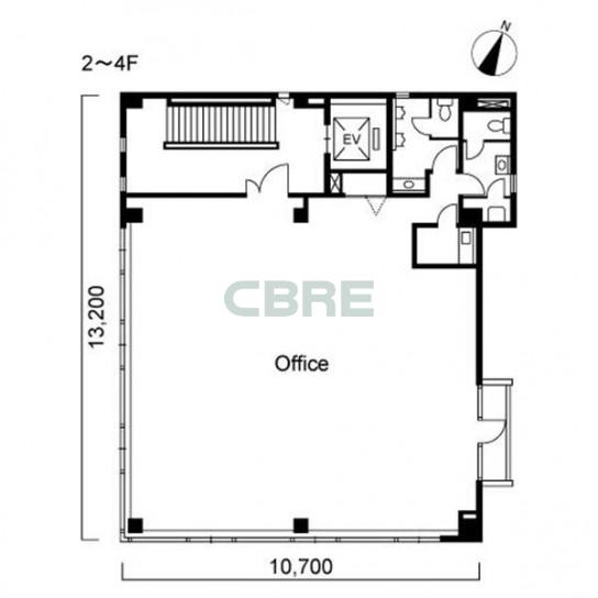 2階〜4階 平面図