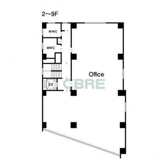 2階〜9階 平面図