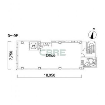 3階〜9階 平面図
