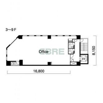 3階〜9階 平面図
