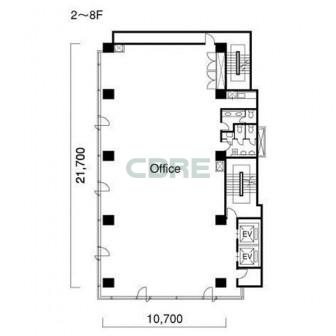 2階〜8階 平面図