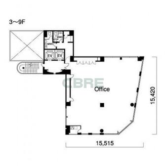 3階〜9階 平面図