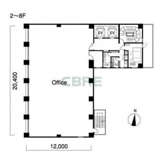 2階〜8階 平面図