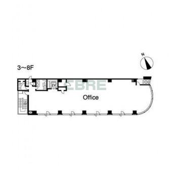 3階〜8階 平面図