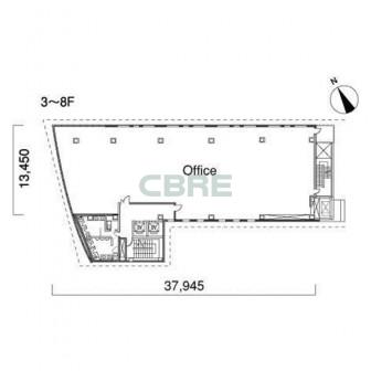 3階〜8階 平面図