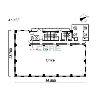 4階〜13階 平面図