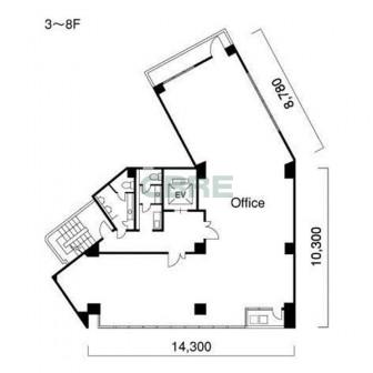 3階〜8階 平面図