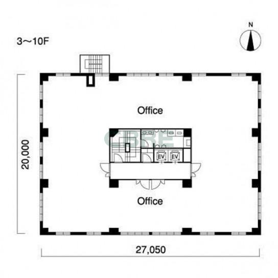 3階〜10階 平面図