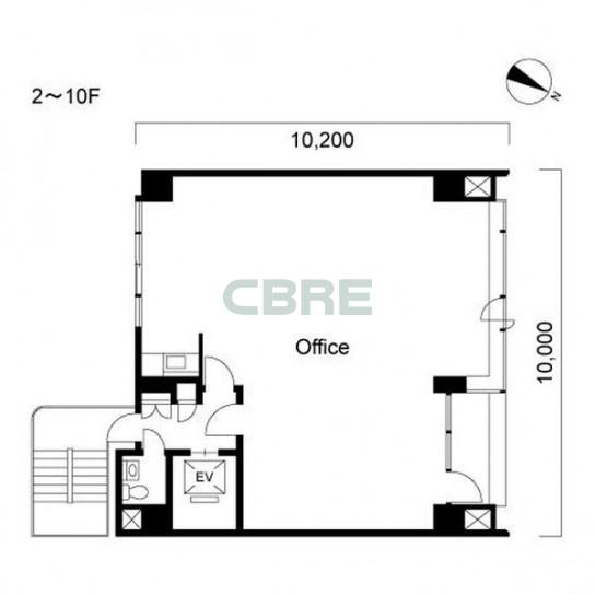 2階〜10階 平面図