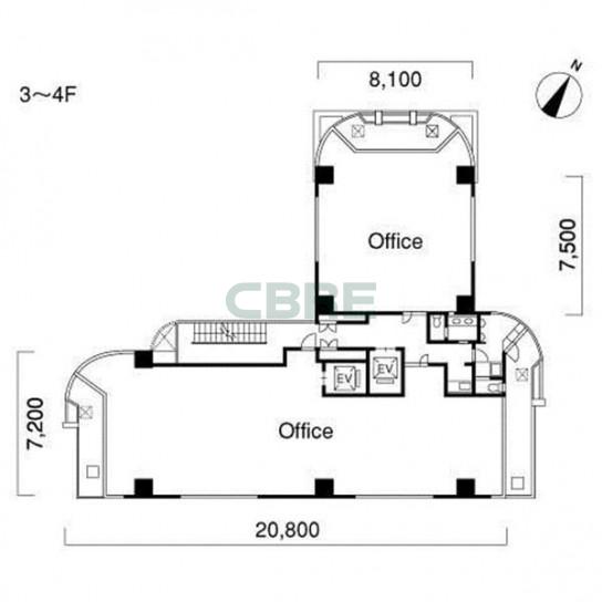 3階〜4階 平面図