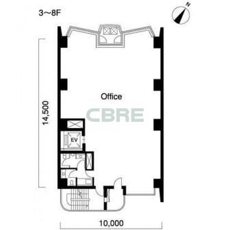 3階〜8階 平面図