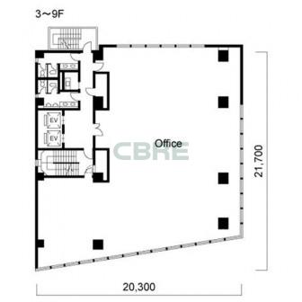 3階〜9階 平面図