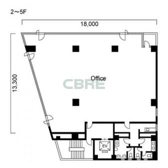 2階〜5階 平面図