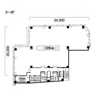 3階〜8階 平面図