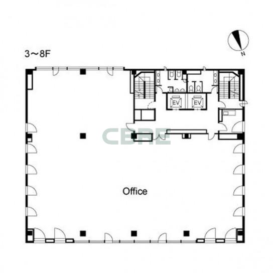 3階〜8階 平面図