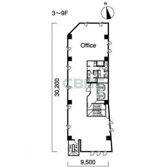 3階〜9階 平面図