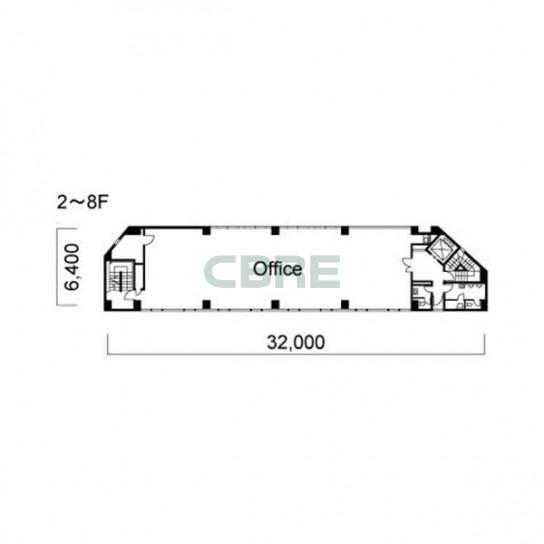 2階〜8階 平面図