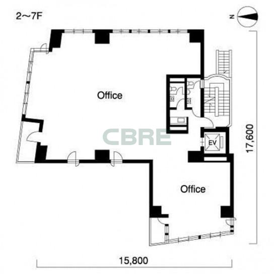 2階〜7階 平面図