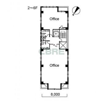2階〜6階 平面図