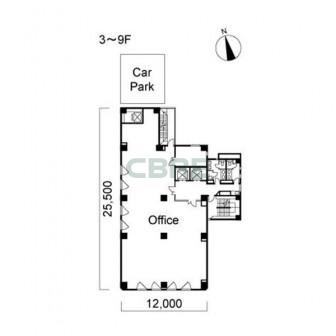 3階〜9階 平面図