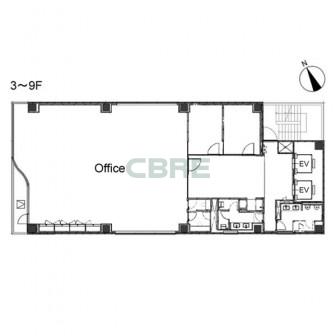 3階〜9階 平面図