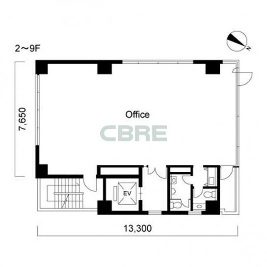 2階〜9階 平面図