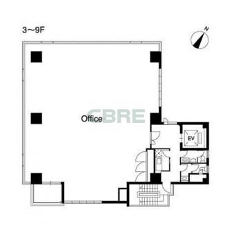 3階〜9階 平面図