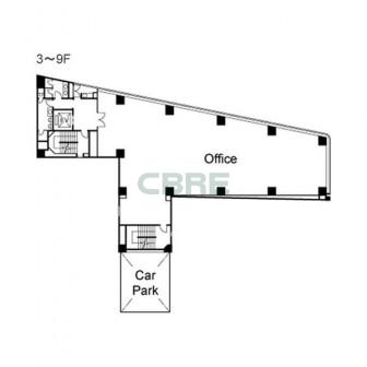3階〜9階 平面図