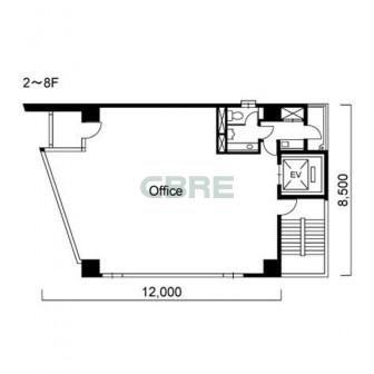 2階〜8階 平面図
