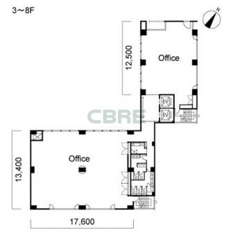 3階〜8階 平面図