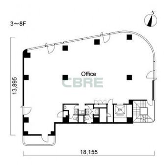 3階〜8階 平面図