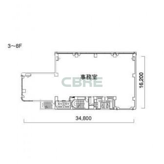 3階〜8階 平面図