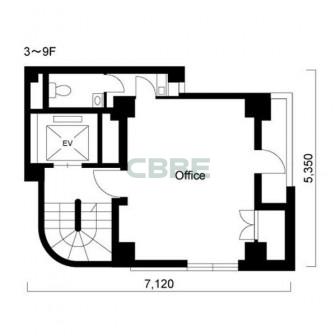 3階〜9階 平面図