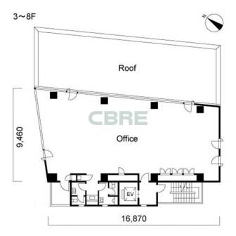 3階〜8階 平面図