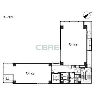 3階〜12階 平面図
